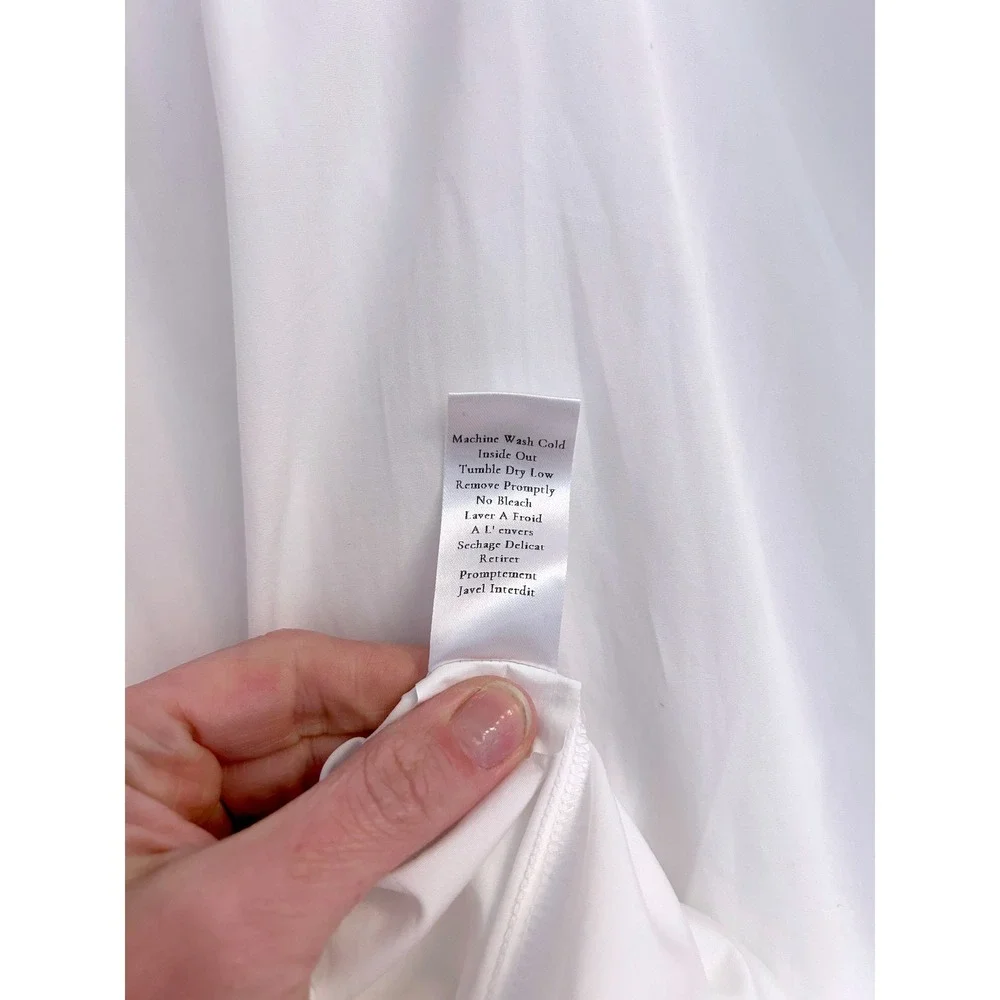 Frank & Eileen Victoria White Collarless Tuxedo Shirt Bib Cotton Womens Large - Picture 11 of 13